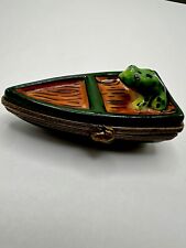 Limoges Trinket Box Frog On Boat Vintage France  picture