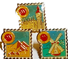 McDonald's United Kingdom/Egypt/Netherlands Stamp Lapel Pin Lot of 3 (042223) picture