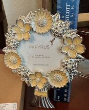 Papyrus Enamel Picture Frame 4X4” Floral Bouquet NOS with Tag Wedding Bridesmaid picture