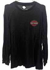 Vintage Harley Davidson Shirt Mens XL Black Long Sleeve Logo 80s Waffle Knit picture
