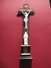 Original Christian wooden gilded decorated altar cross 6x19 antique 1900s picture