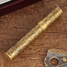 Portable Gold Brass Metal Carved Cigar Tube Case Holder for 1 Cigar USA Stock picture