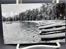 Vintage Unposted RPPC Postcard Dunn's Lodge Pelican Rapids, Minnesota Canoe Lake picture