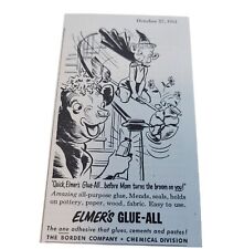 Vtg 50's Elmer's Glue-All Print AD 1951 Halloween Borden Chemical Beulah & Elsie picture