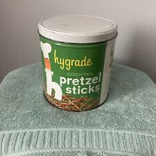 Hygrade Cocktail Pretzel Sticks  Vintage Tin 12 Ounces picture