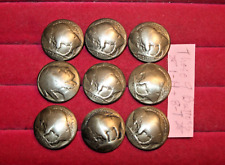 9 Real USA Buffalo Indian Head Nickel Domed Shank Coin Buttons 3/4