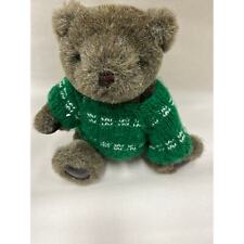 Vintage GUND 1982 brown bear with green knit sweater. 10 inches high. Very nice picture