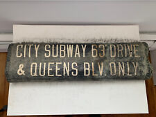 NY NYC PRIMITIVE BUS ROLL SIGN NEW YORK CITY SUBWAY 63RD DRIVE QUEENS BOULEVARD picture