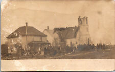 Postcard RPPC Real Photo BURNED OUT CHURCH, Old House, Location???, ca1900 picture