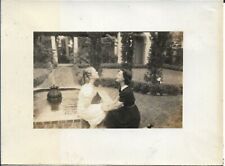 Two Girls Talking By Fountain 1930s Photograph Gay Interest 2 5/8 x 3 1/2 picture