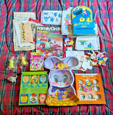 Vintage lot Easter decorations egg stickers craft articles cut outs 1950s-1980s picture