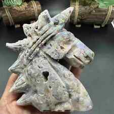 310g electroplate Natural sphalerite hand carved unicorn skull decor Healing picture