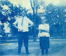 H137 Vtg Photo Cyanotype TWO BOYS IN KNICKERS c Early 1900's picture