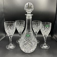 VintagE NOS Set of Decanter with Glass Stopper and 4 Goblets by SHANNON CRYSTAL picture