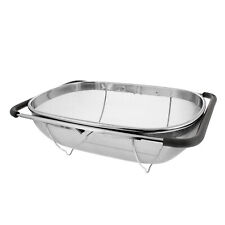 Over The Sink Stainless Steel Oval Fine Mesh Colander Strainer Expandable Handle picture
