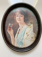 Vintage Oval 1973 Coca Cola Metal Serving Tray GIRL Drinking Coke 1923 picture