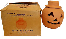 Georgia Red Clay Pumpkin Pot Jack O Lantern Pottery Vintage Handmade Decor picture