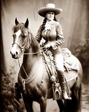 ANTIQUE REPRODUCTION 8X10 PHOTOGRAPH PRINT OF A PRETTY WOMEN ON HORSEBACK picture