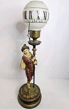 Antique 1800's French Candle Illuminated Annular Figural Statue Victorian Clock picture