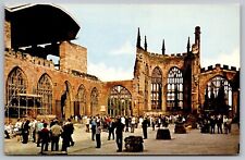 Great Britain Coventry Old Cathedral Ruins Historic Landmark Chrome Postcard picture