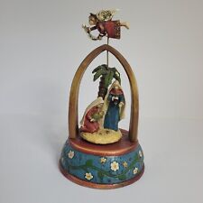 Nativity Scene Christmas Rotating Music Box Holy Family Rustic Silent Night picture