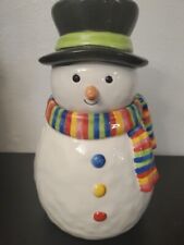 11” Cookie Jar Standing Christmas Holiday Snowman Ceramic Arms Missing Cute picture