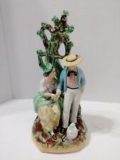 staffordshire figurine Man & Woman With Suicase Antique  picture