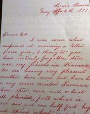Antique 1879 Handwritten Letter Rare RED INK Kirwin, Kansas, 