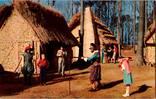 Vintage 1950s Thatched & Clay Houses Fort James Reenactment Virginia VA Postcard picture