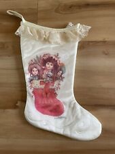Vintage GIORDANO Christmas Stocking Victorian Style 1986 Satin Lace Cream Girl picture