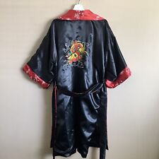Unisex Black/Red Reversible Silk Japanese Kimono with Embroidered Dragon Design picture