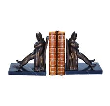 PAIR Bookends NAPOLEON, Vintage, Bronze, Black Marble Veined White picture