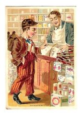 c1890 Victorian Trade Card Great Atlantic & Pacific Tea Co. Boy & Store Clerk picture