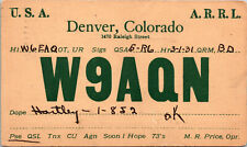 1931 W9AQN Denver Colorado Ham Radio Amateur QSL Card Postcard Vtg picture