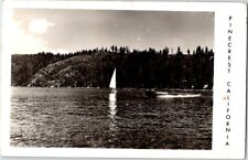 RPPC PINECREST, California Vintage Postcard Sailing Boat on a Lake Posted picture