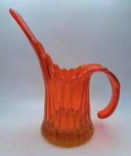 MCM Fostoria Heirloom Glass Rare Bittersweet Orange Swung Pitcher Vase EUC picture