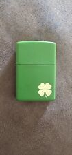 Vintage Zippo Shamrock Green with Gold 4 Leaf Clover, Exc. Cond picture