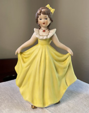 UCGC Colonial Lady Figurine Ceramic Girl w/ Yellow Dress & Hair Bow 5.75