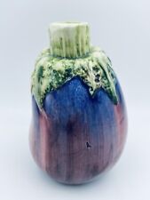 Italian Vietri Eggplant Ceramic Glass Vase - Vintage- RARE - 6”Tall - Beautiful picture