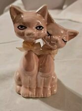 MCM Vintage Pink Luster Ceramic Eyelash Cat Couple Figurine. 4
