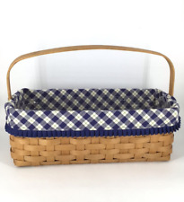 Longaberger 2003 Blue Ribbon Canning Basket W/ Plaid Fabric Liner  & Protector picture