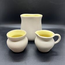 Vintage Pigeon Forge Pottery Small Yellow Creamer Sugar Vase Set Stoneware picture
