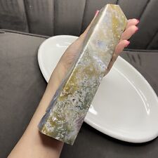 Huge Colourful Moss Agate Tower 23cm 769g Natural Crystal Stone Druzy Yellow picture