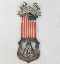 Antique  Jr OUAM ORDER United  American Mechanics COUNCIL Medallion Flag Ribbon  picture