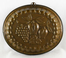 Antique Oval Copper Tin Lined Mold Grapes & Fruit (13 1/2