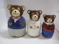 VTG Teddy Bear Family Ceramic Canister Set Made In Portugal Set Of 3 picture