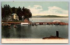 The Weirs New Hampshire~Hotel Weirs Recreational Pier~Boats Docked~1905 Postcard picture