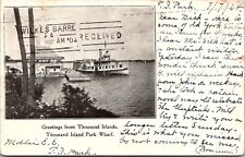 GREETINGS FROM THOUSAND ISLANDS, THOUSAND ISL. PRK-WARF-c. 1904-UDB POSTCARD 412 picture