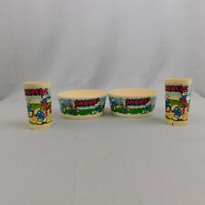 Vintage 1980 Deka Melamine Plastic Smurfs Cereal Bowls & Cups Set #5759 picture