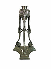 vtg art deco 2 tone silver gold pewter candle holder 10'' tall  picture